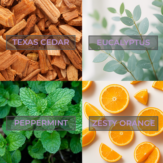 Sauna Essential Oils | Peppermint, Zesty Orange, Eucalyptus, Cedar