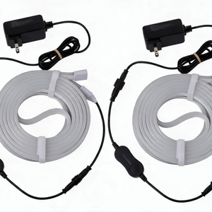 Sauna LED light kit contents: two 16.4 ft LED strips with inline controllers and plug-in power adapters