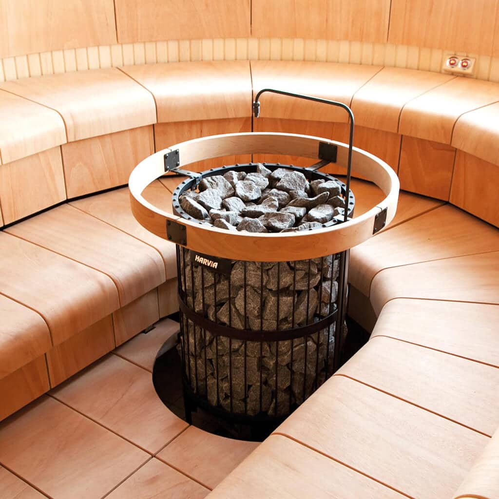 Harvia Legend Pro sauna heater in use