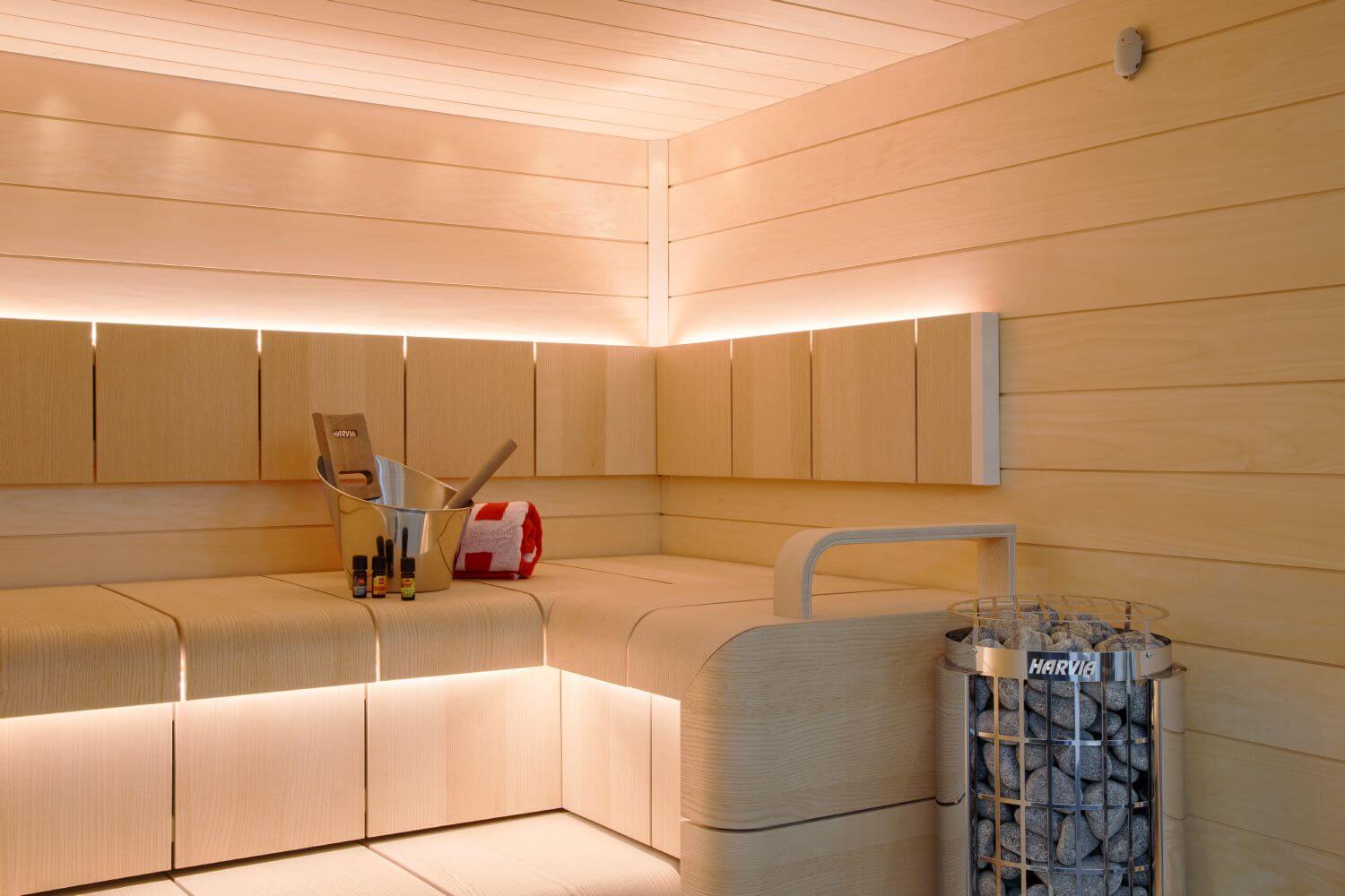 Harvia Cilindro sauna heater in use