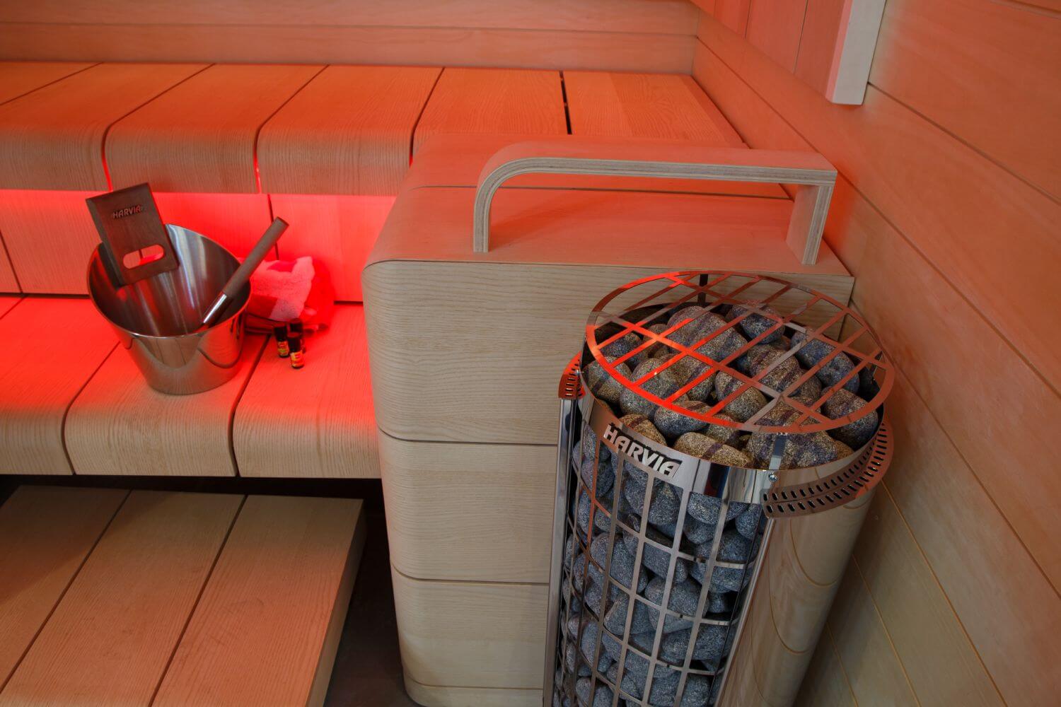 Harvia Cilindro sauna heater in use