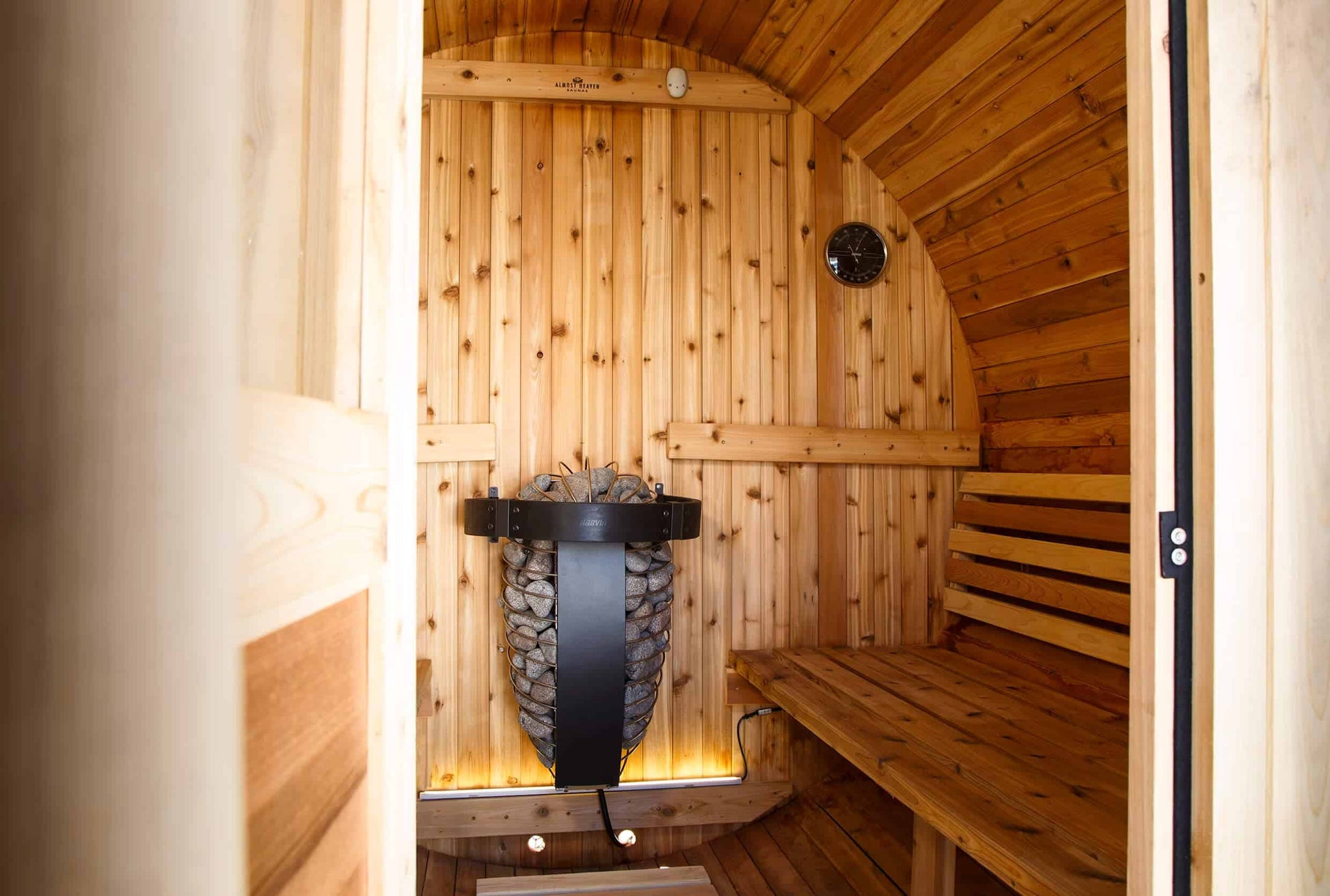 Harvia Spirit sauna heater in use