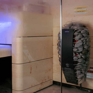 Harvia Spirit sauna heater in use