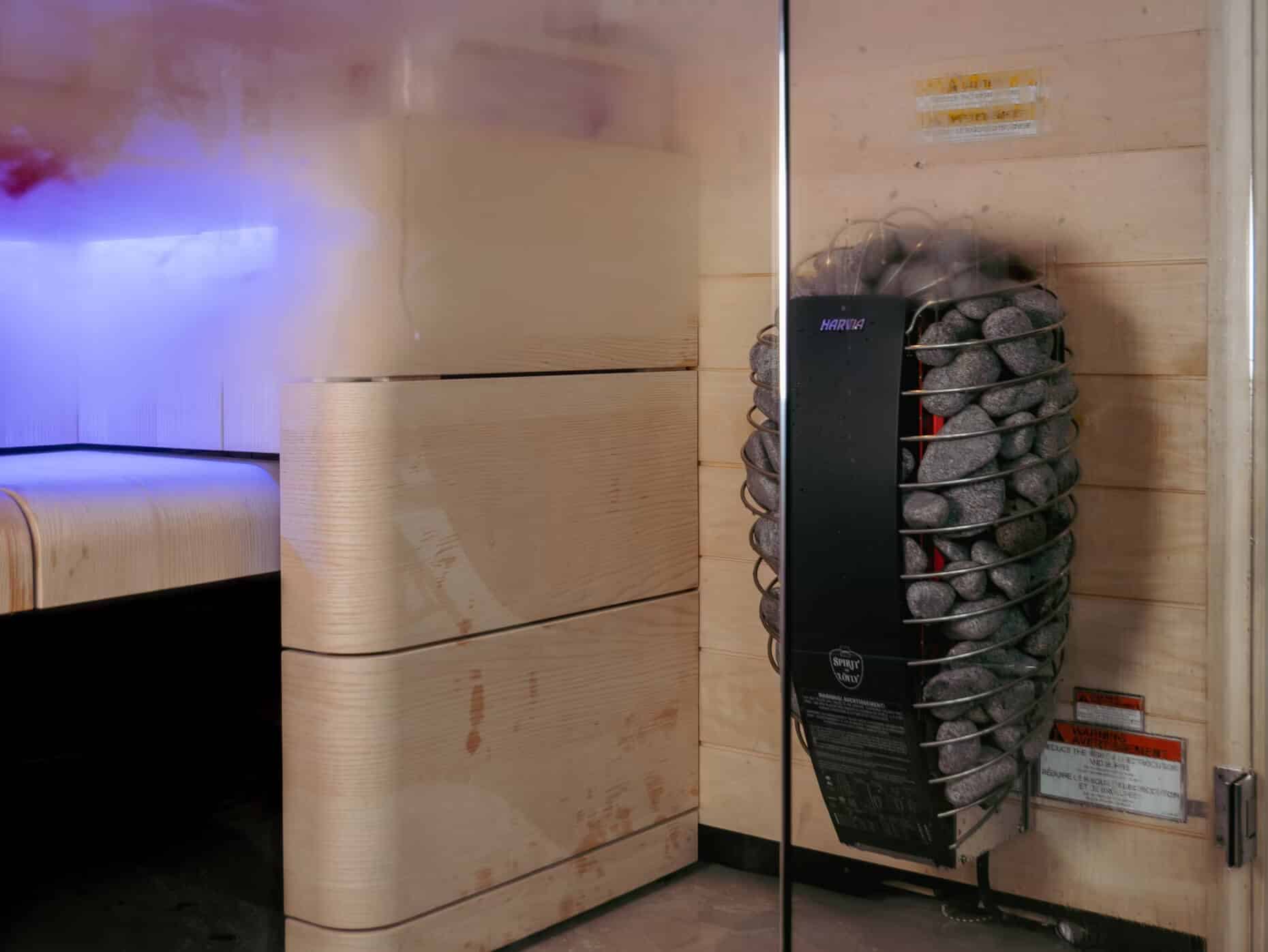 Harvia Spirit sauna heater in use