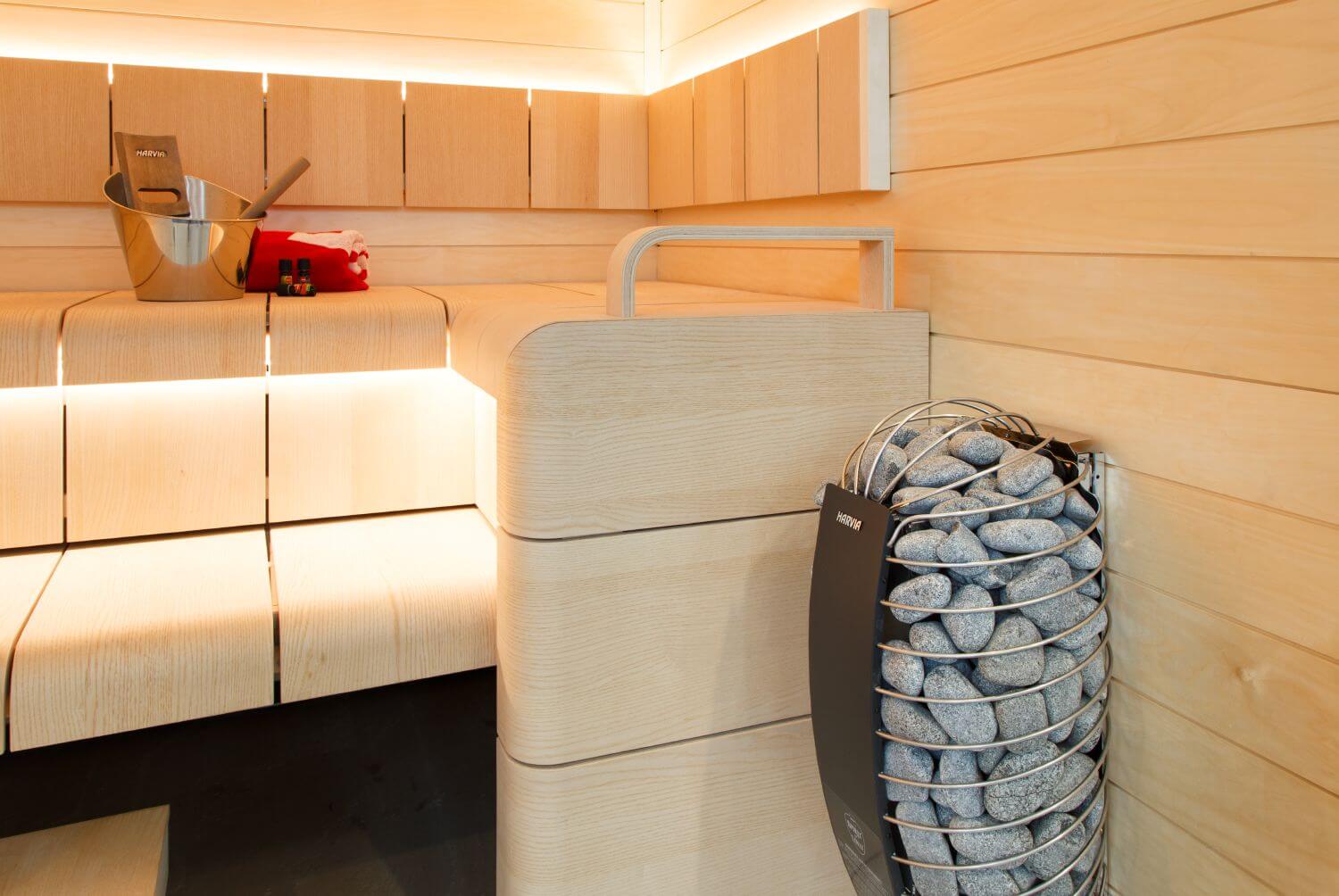Harvia Spirit sauna heater in use